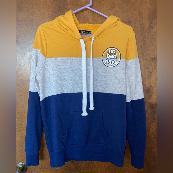 No Bad Days Hoodie Yellow Gray Blue Miss Chievous Women’s Medium - Picture 1 of 7